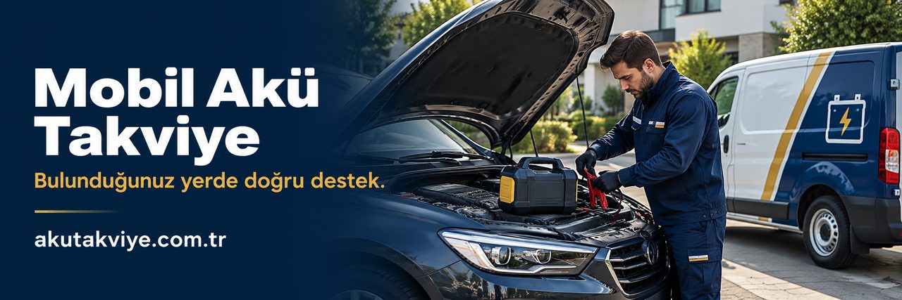 Mobil Akü Takviye | Akü Takviye Hizmetleri Profesyonel cihazla yerinde mobil akü takviye hizmetini anlatan kurumsal konsept; akutakviye.com.tr