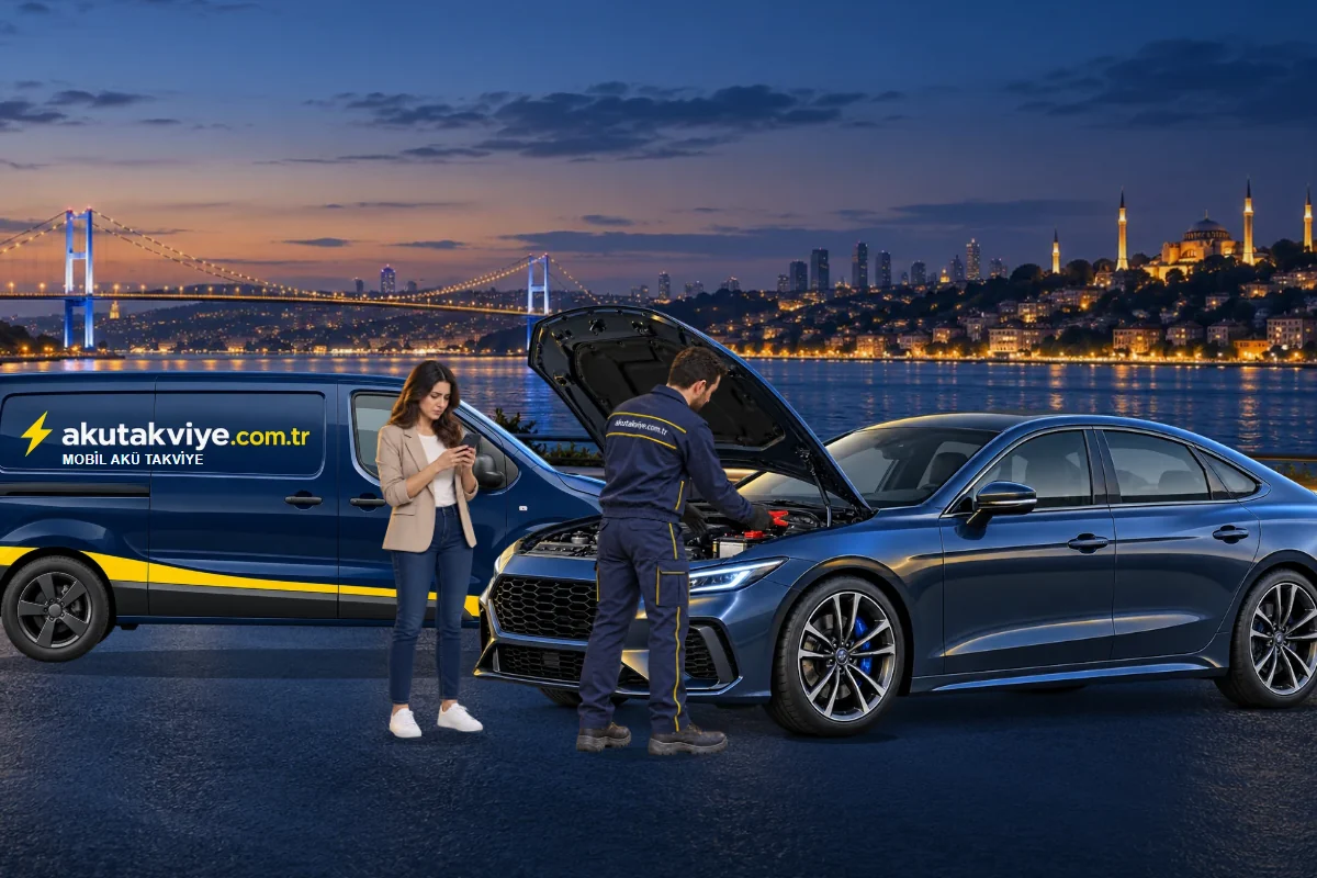 İstanbul’da modern takviye cihazıyla araç aküsüne destek veren usta